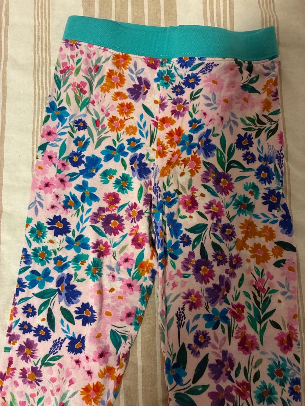 Little Sleepies Floral Pajama Set with Teal Trim - excellent condition!